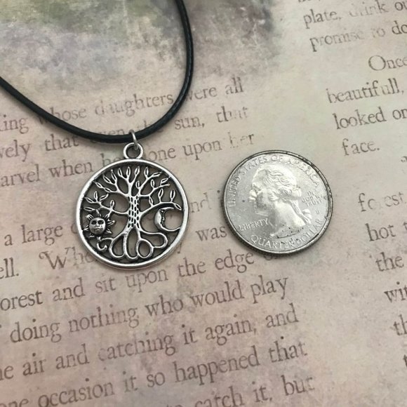 Celtic Tree of Life Celestial Sun Moon Pendant 17” - Picture 5 of 7